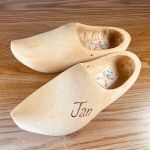 VTG Handmade Dutch Klompen Men Wooden Clogs Folkcore Farm Holland 7 EU40